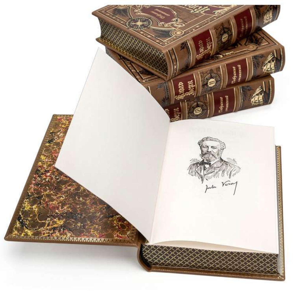 Жюль Верн "Собрание сочинений в 12 томах" Подарочное издание в кожаном переплете