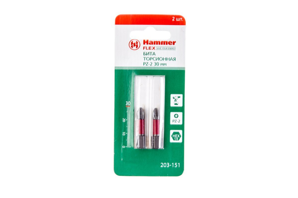 Бита HAMMER 203-151 PZ2 30мм (2шт.)