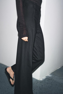 ZARA ДЖИНСЫ WIDE LEG С ВЫСОКОЙ ПОСАДКОЙ — ZW COLLECTION, ЧЕРНЫЙ