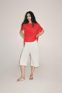 ZARA ФУТБОЛКА INTERLOCK С КАРМАНОМ, КОРАЛЛОВЫЙ