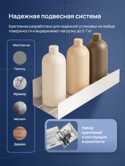 Полка для душа STWORKI Стокгольм S36375CR подвесная, глянцевый хром