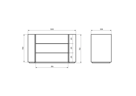 Комод Lagom 3 ящика ширина 120 см (серо-бежевый)