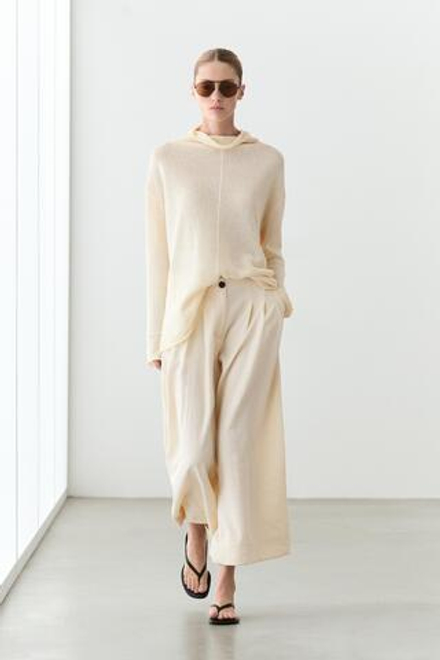 Massimo Dutti Укороченные брюки с широкими штанинами, натуральный/кремовый