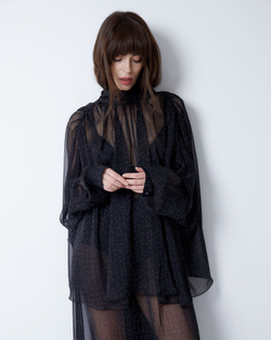 Блуза из шифона в мушку черно-белый