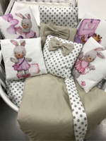 Комплект в кроватку 18 предметов "Кролик коричневый", сатин