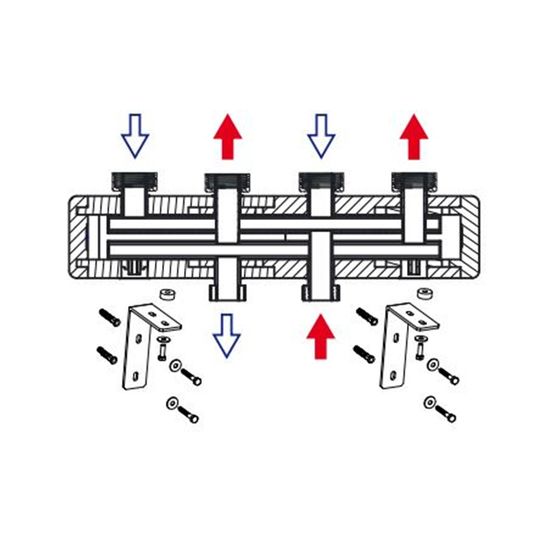 Коллектор Hoobs на 3 отопительных контура с теплоизоляцией, гайки из чугуна (HB-CDF70/125-3)