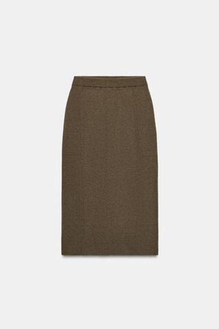 ZARA ПРЯМАЯ ЮБКА МИДИ ИЗ ШЕРСТИ, ХАКИ