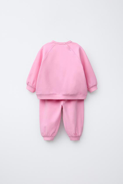 ZARA КОМПЛЕКТ ИЗ ТОЛСТОВКИ И БРЮК-ДЖОГГЕРОВ, МЯГКИЙ РОЗОВЫЙ