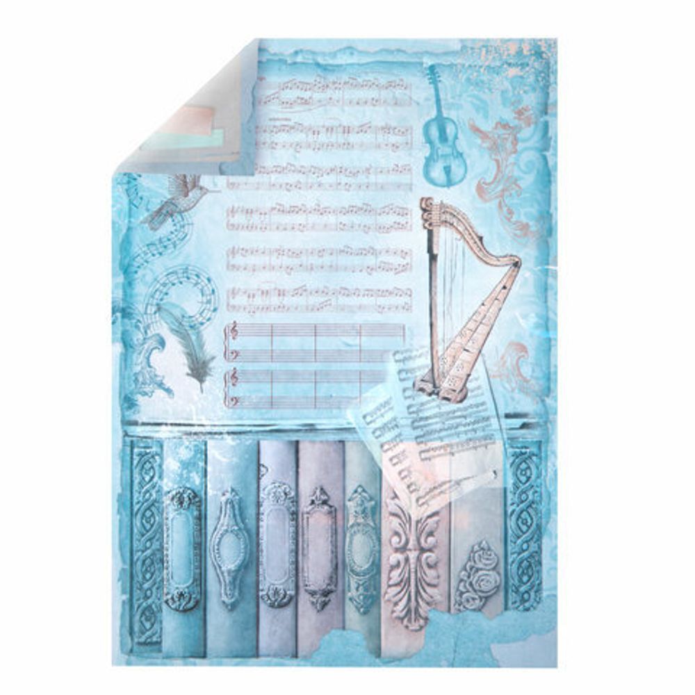 Бумага для скрапбукинга 15х21 см "Нотная Гамма", двусторонняя, 12 листов, 240 г/м2, ОСТРОВ СОКРОВИЩ, 665445