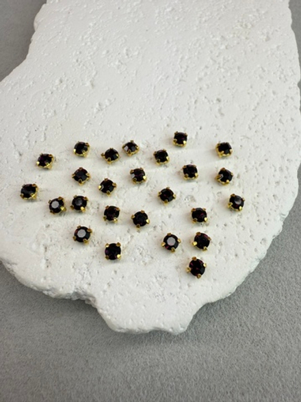 Шатоны 4 мм, Аметист в золоте, 25 шт