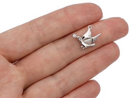 Подвеска "Голубь" 15мм с фианитом