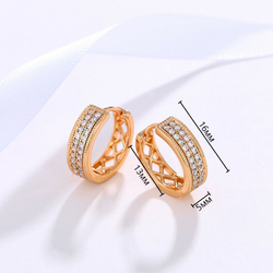 Серьги сережки кольца с камешками бижутерия, диаметр 16мм, золото