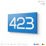 Номер на дверь 423, табличка на дверь для офиса, квартиры, кабинета, аудитории, склада, голубая 120х70 мм, Айдентика Технолоджи