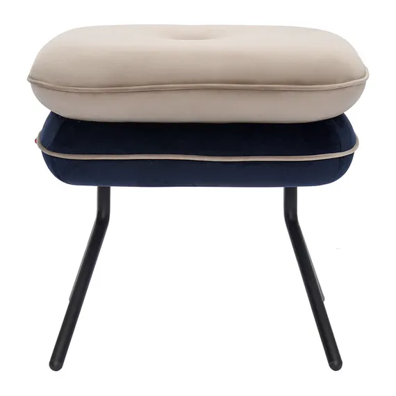 Пуф pea, велюр, бежевый/темно-синий