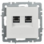 BRITE Розетка двойная RJ11+RJ45 кат.5E РК/Т12-БрБ белый IEK