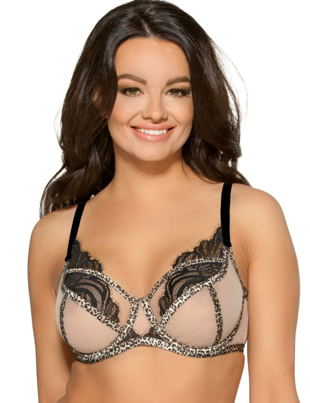 Бюстгальтер с леопардовой отделкой мягких чашек (Размер: 75C) (Цвет: телесный)