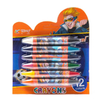 Мелки восковые Yalong, 12 цв/6 шт, "Детский mix" (принцессы,робот,гонщик), двухсторонние, диаметр 15 мм, круглые, в блистере