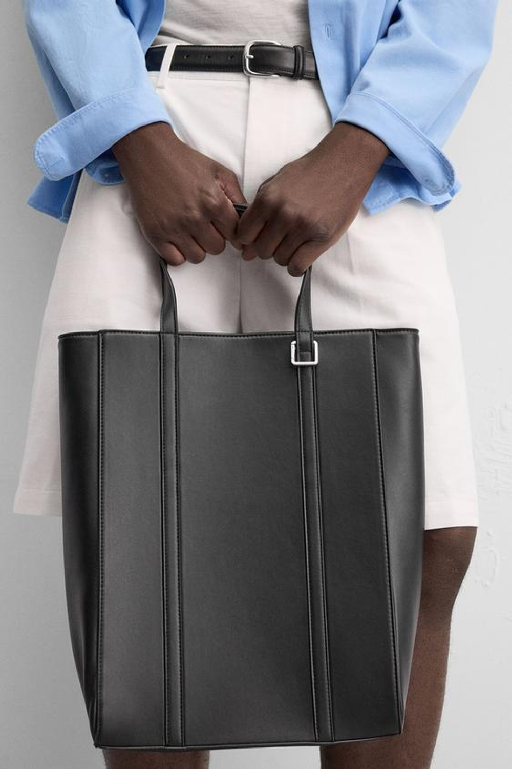 ZARA СУМКА-ШОПЕР, ЧЕРНЫЙ