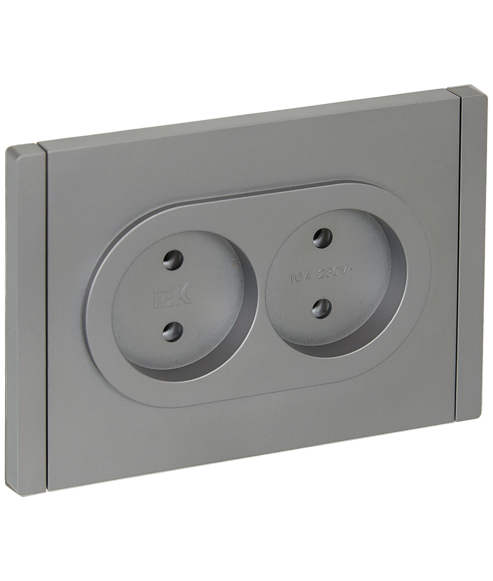 FORTE&PIANO Розетка 2-местная без заземления без защитных шторок безвинтовое крепление 10А FP526 сталь IEK