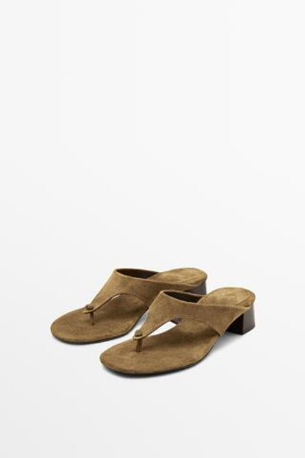 Massimo Dutti Босоножки на каблуке с узлом, цвет верблюжьей шерсти