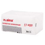 Салфетки бумажные 400 шт. 24х24 см "Big Pack" белые 100% целлюлоза LAIMA (6 штук в упаковке)