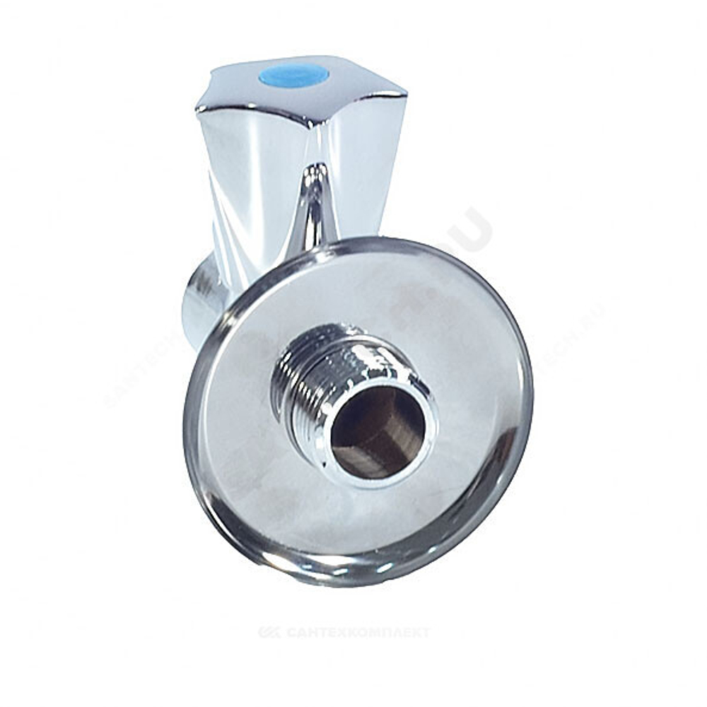 Клапан седловой латунный бытовой хром 3-ходовой 1046 G1/2"х3/4"х1/2" Ру10 НР/ВР/ВР бабочка с отражателем Aquasfera 1046-01