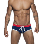 Темно-синие мужские плавки-брифы с контрастной отделкой (Размер: M) (Цвет: темно-синий)