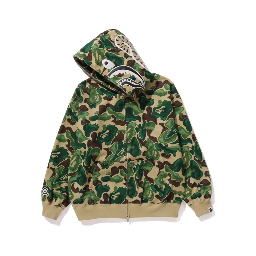 A Bathing Ape Bathing Ape Fw23 Art Camo Shark Zip Front Худи зеленый