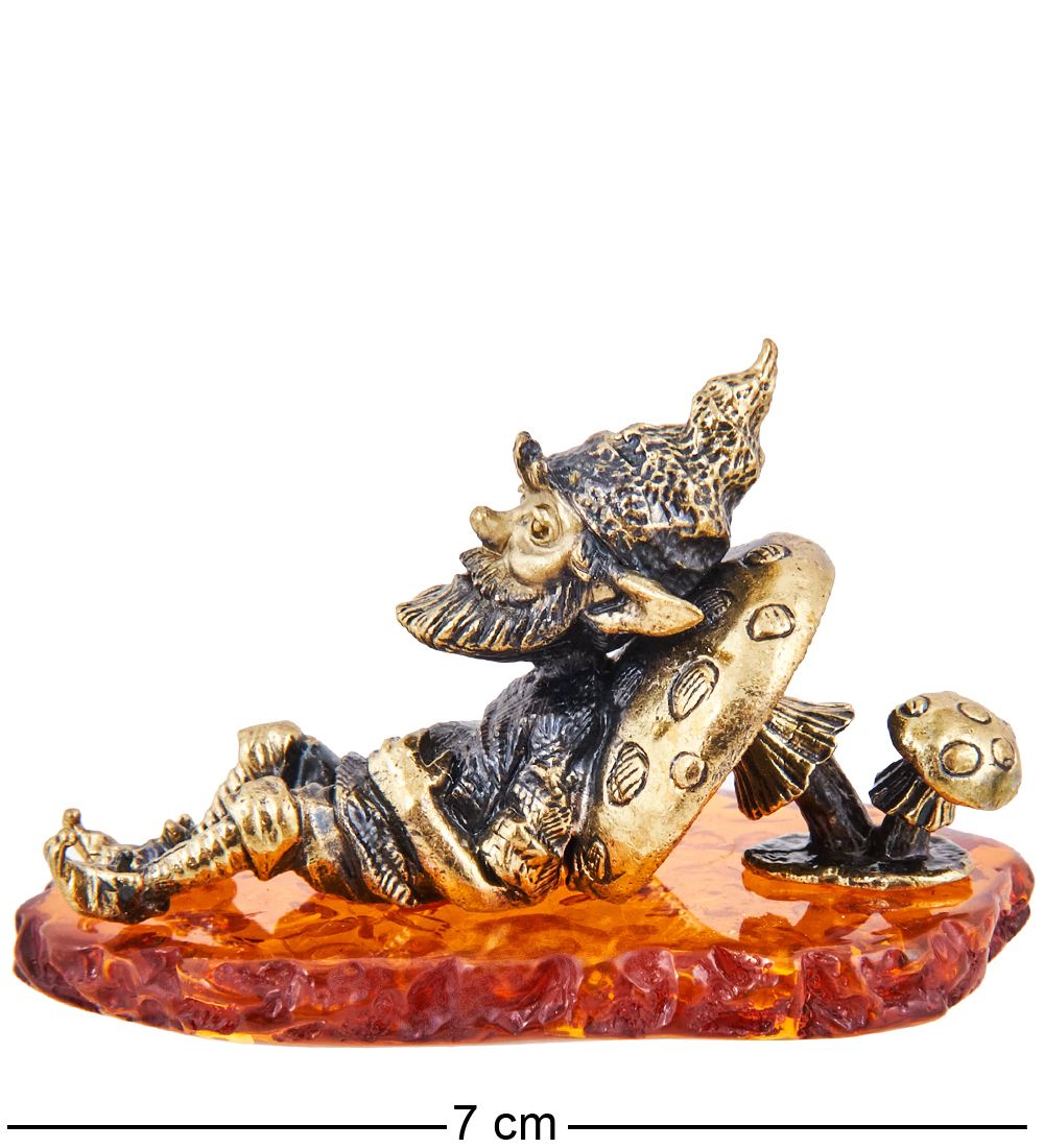 Народные промыслы AM-3647 Фигурка «Гном Бардзуки Бутримас» (латунь, янтарь)