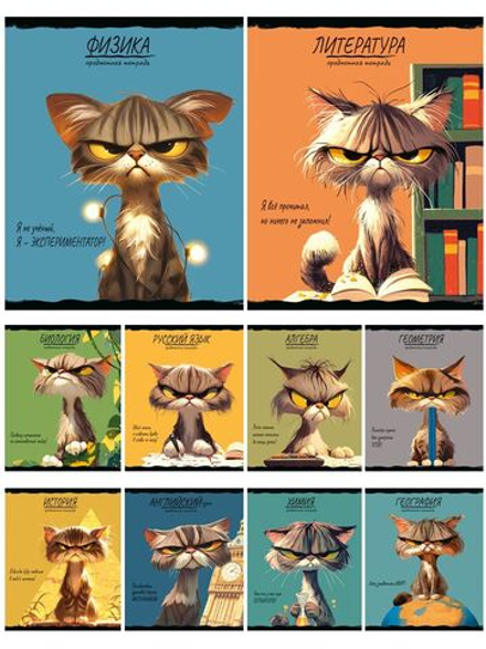 Комплект предметных тетрадей "Про хвост" 10 шт в упаковке, тисн.холст, 48л., бел.100%