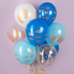 Шар (12''/30 см) Новорожденный (сердца и облака), Ассорти, кристалл, 5 ст, 25 шт.