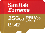 Карта памяти SanDisk Extreme microSDXC 256 ГБ Class 10, V30, A2, U3