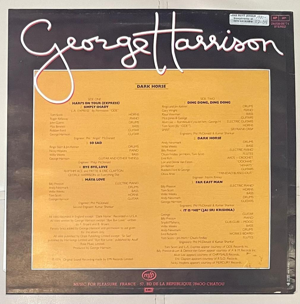 George Harrison- Dark Horse (Франция)