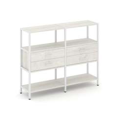 Shelf System Двухсекционный стеллаж трехярусный с ящиками SN.STM-322 Дуб Наварра/Металл Белый 1590*4