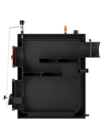 Твердотопливный котел длительного горения ДИВО-35 на 35 кВт. Помещение до 945 куб.м. Вид сбоку в разрезе