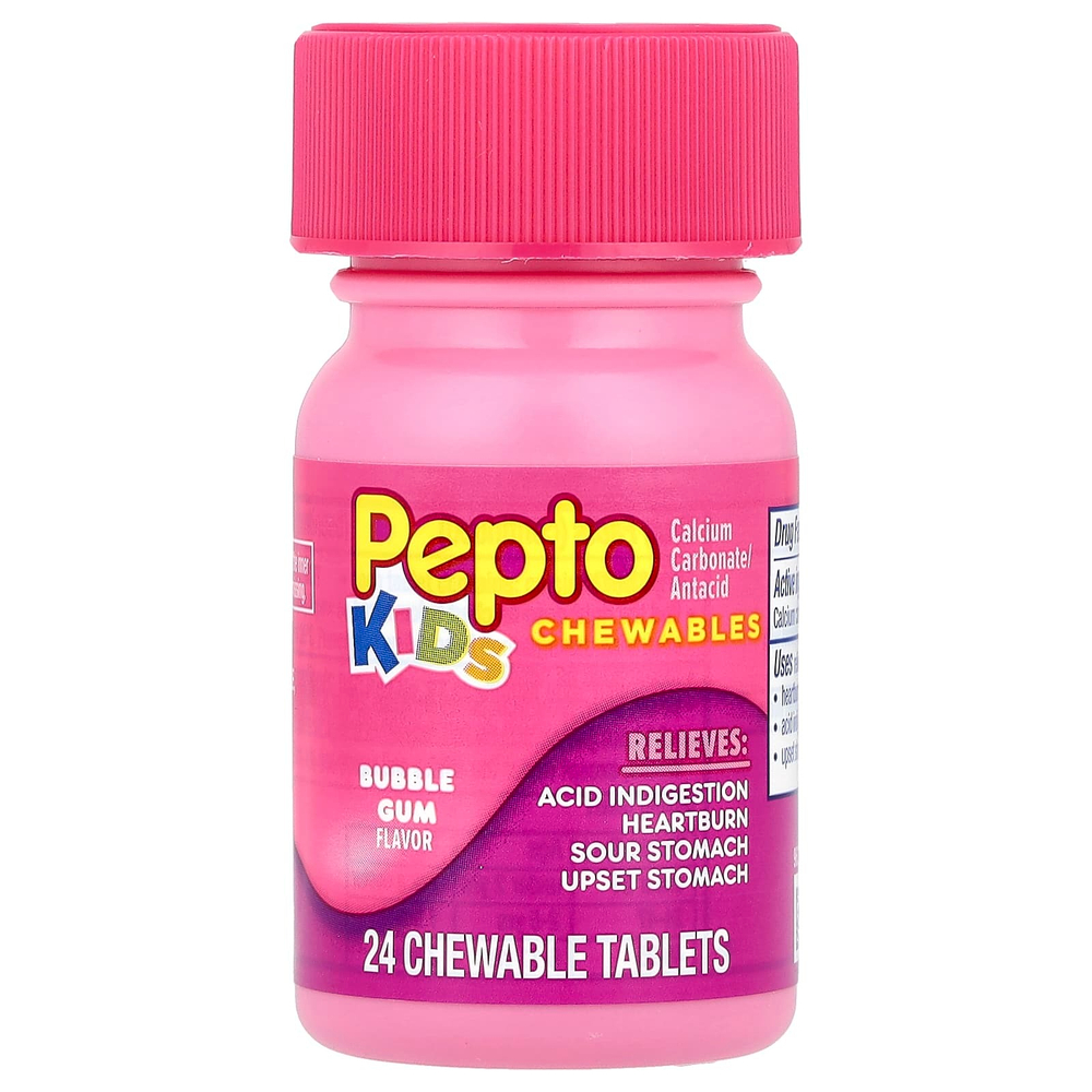 Pepto Bismol, Для детей, жевательные таблетки с пепто, жевательная резинка, 24 жевательные таблетки