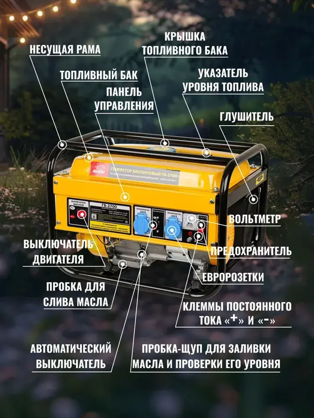 Генератор бензиновый Бизон ГБ-2700 ( 2500 Вт)