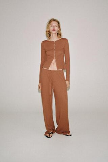 ZARA БРЮКИ В СТИЛЕ РУСТИК, ТЕМНЫЙ ЧЕРЕПИЧНЫЙ