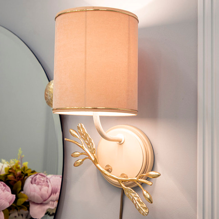 Бра настенный светильник Oliva Branch (Олива Бранч) Айвори левое Мраморное золото с абажуром Терра Айвори