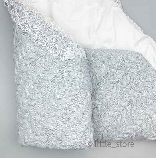 Конверт-одеяло на выписку "Косички" серый