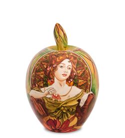 Народные промыслы МР-16/34-B Шкатулка-яблоко «Альфонс Муха - Драгоценные камни. Рубин»