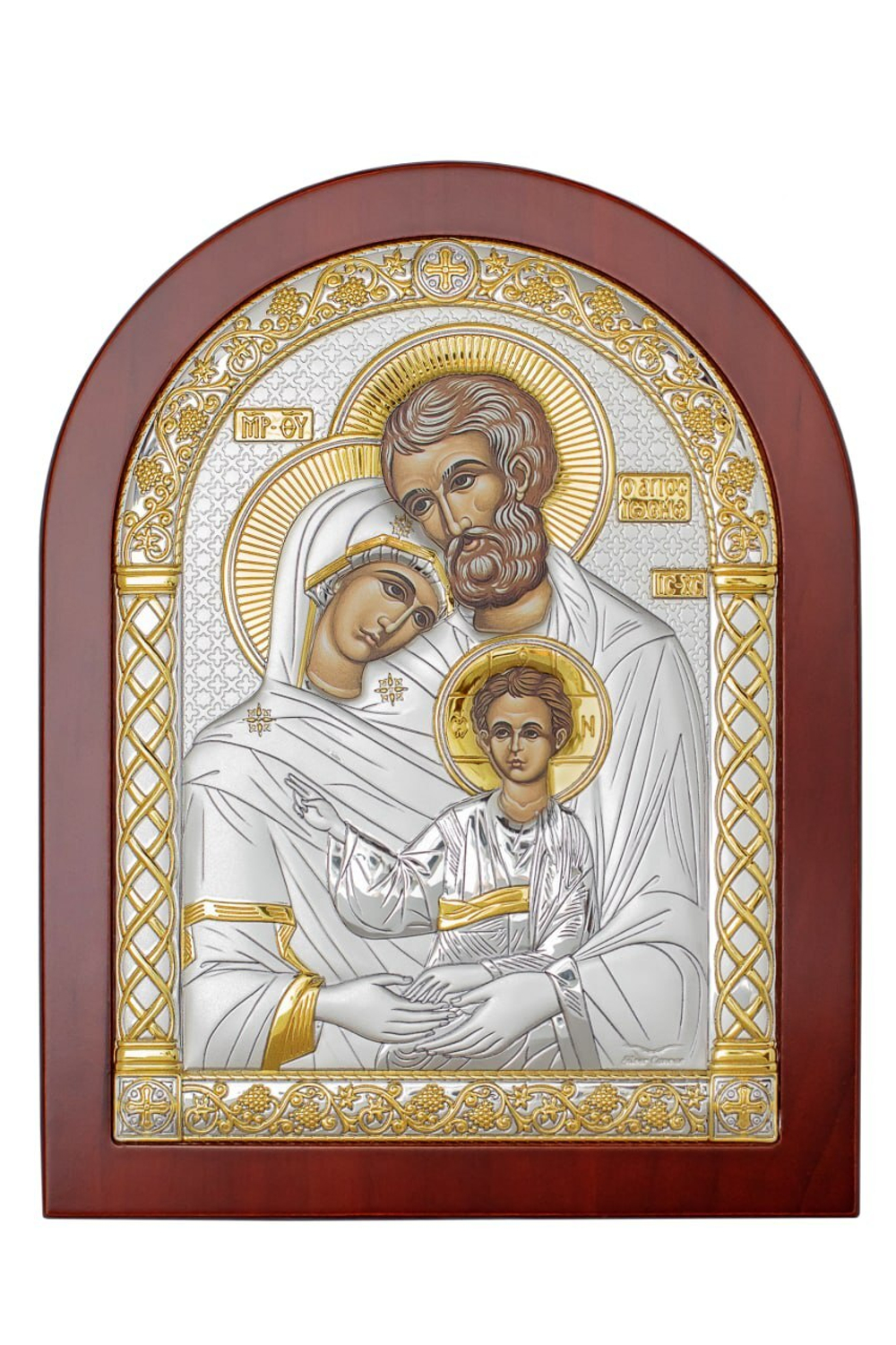 Св. Семейство, икона арочная, красное дерево 105х140