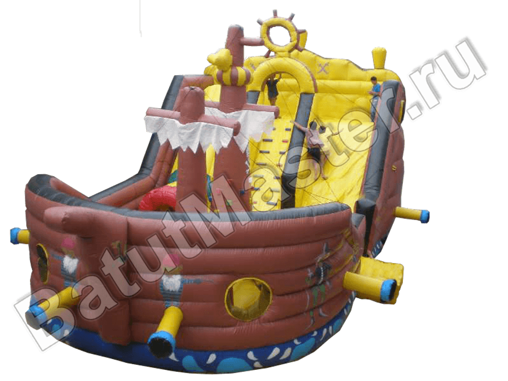 Большой надувной батут-горка "Фрегат"