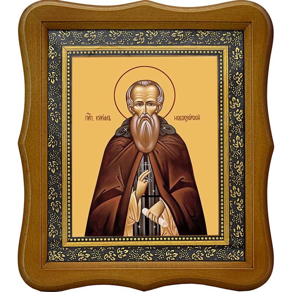 Кирилл Новоезерский (Новгородский) Преподобный. Икона на холсте. В киоте 15 х 18 см.