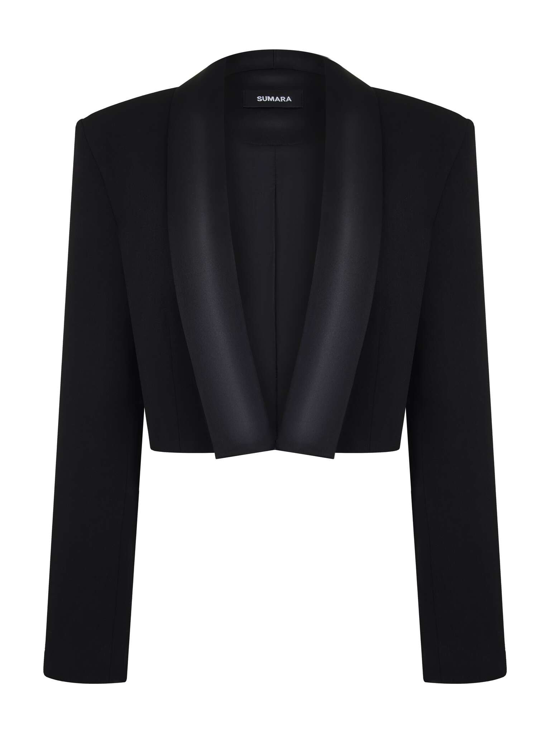 Жакет короткий с лацками из атласа