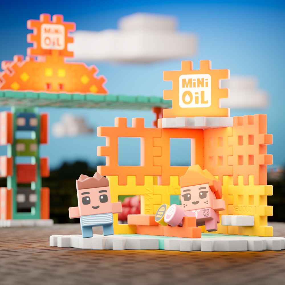 Marioinex - Конструктор Mini Waffle CITY АЗС 148 элементов 906996