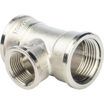 Тройник STOUT переходной никелированный 1"x3/4"x1" ВР