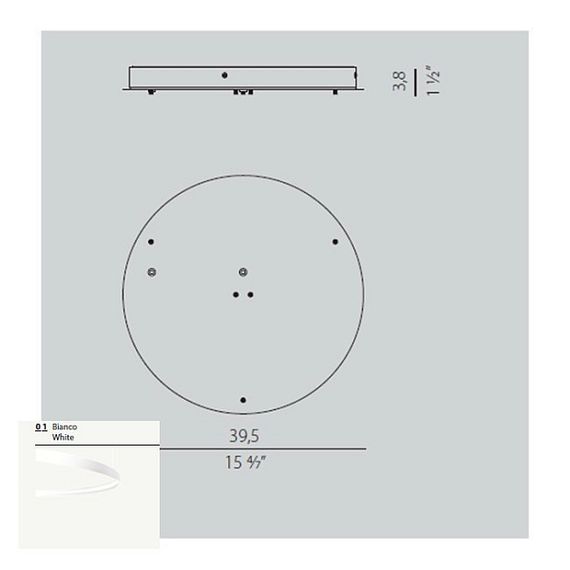 Потолочное крепление для 1 вертикального и 1 горизонтального светильника Panzeri XM03401.552.0002 white (Италия)