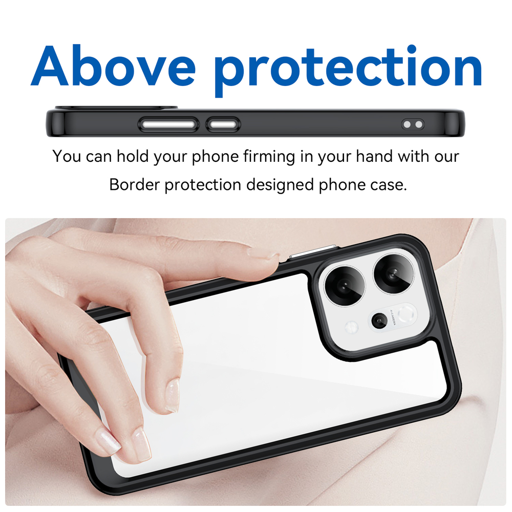 Противоударный чехол для OPPO Reno 14 Глобал и Reno 14F, усиленные прозрачные защитные рамки черного цвета