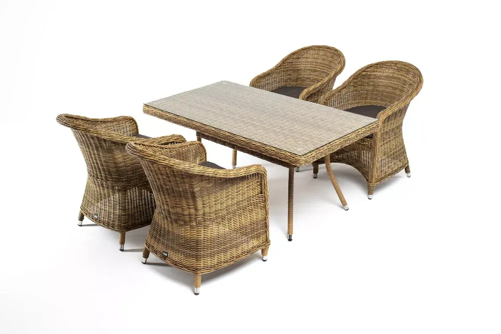 "Латте–140 R" обеденная группа плетеная, цвет соломенный